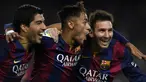 Berikut 5 trisula tertajam dalam sejarah sepak bola dunia. (Foto: AFP/Lluis Gene)
