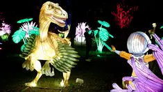 Foto yang diabadikan pada 28 Desember 2020 ini menunjukkan instalasi cahaya dalam sebuah pertunjukan lentera bertajuk "Taman Ajaib" di Tropical Botanical Garden di Lisbon, Portugal. Perhelatan itu akan berlangsung hingga 10 Januari 2021 mendatang. (Xinhua/Pedro Fiuza)