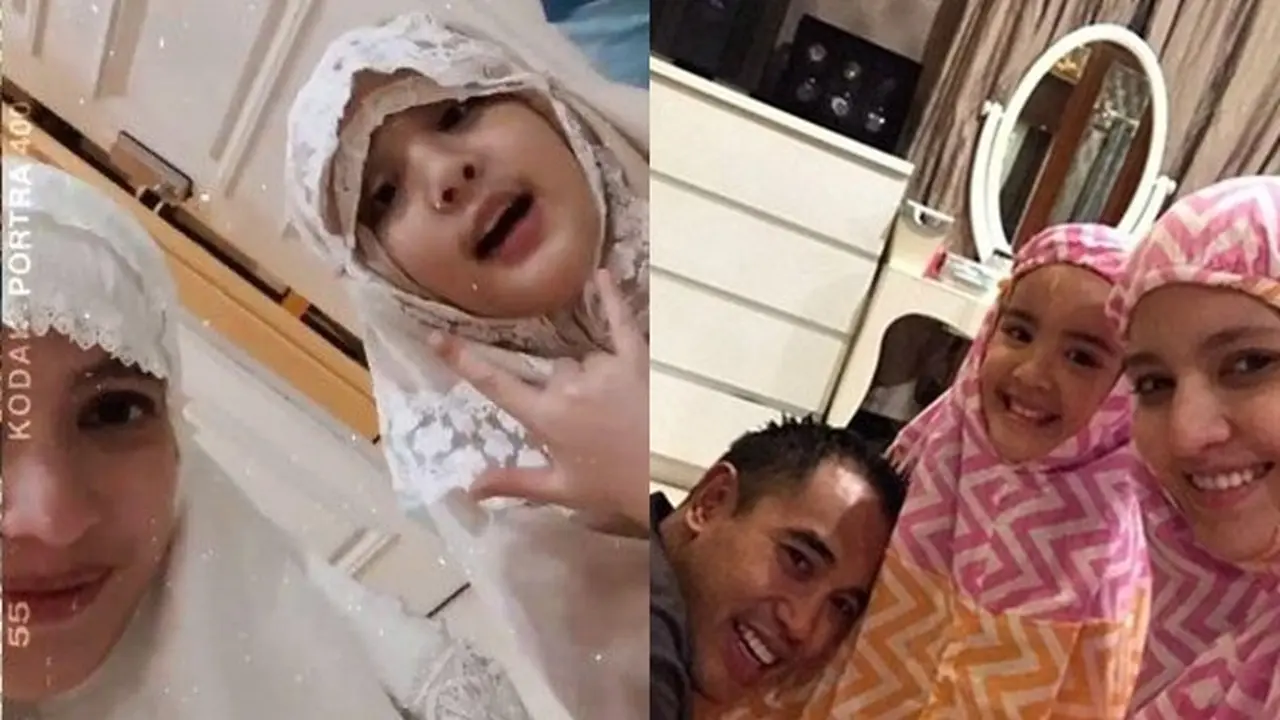 5 Potret Nia Ramadhani dan Mikhayla Kompak Pakai Mukena, Disebut Makin Mirip