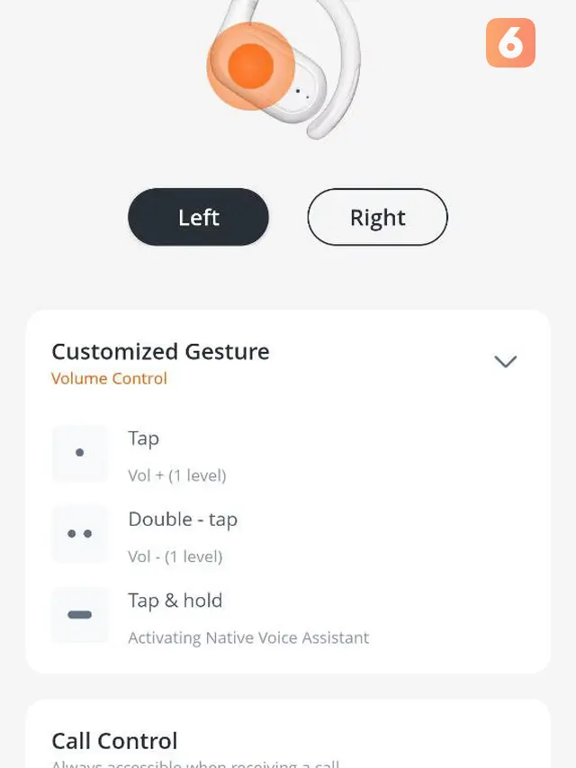 Kontrol gesture JBL Soundgear Sense menggunakan aplikasi