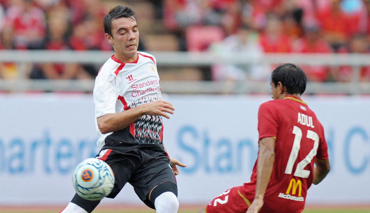 Iago Aspas - Pemain yang didatangakn dari Celta Vigo pada 2013 itu nyatanya kesulitan menembus skuat utama Liverpool. Ia kalah bersaing dengan Sterling, Suarez, hingga Sturridge.  (AFP/Pornchai Kittiwongsakul)