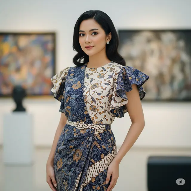 Dress Batik Kombinasi Sabuk
