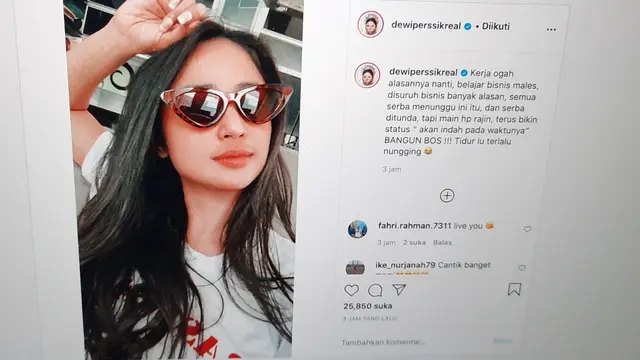 Unggahan Dewi Perssik. (Foto: Instagram @dewiperssikreal)