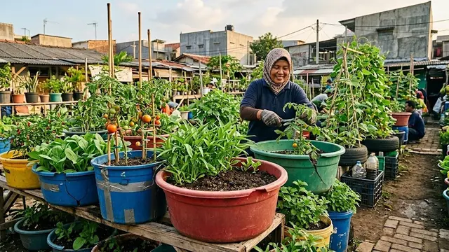 Ember atau Baskom Retak Menjadi Wadah Tanam Berkapasitas Besar (AI Generated)