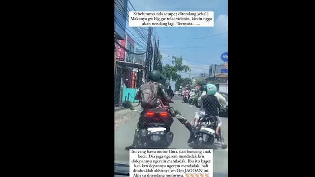 Video viral oknum tentara tengah menendang motor emak-emak yang bonceng anak kecil (Foto: Screenshot video viral).