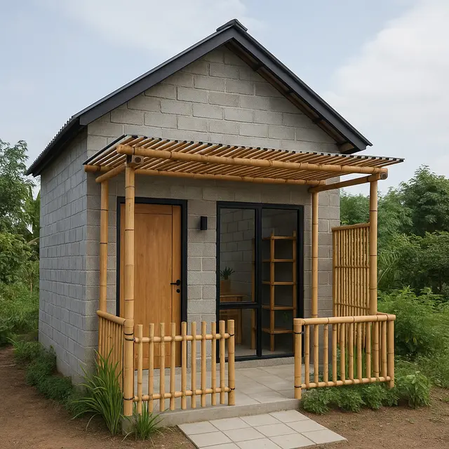 Model Rumah Kecil Tapi Cantik 4x6 Meter dari Batako dan Bambu