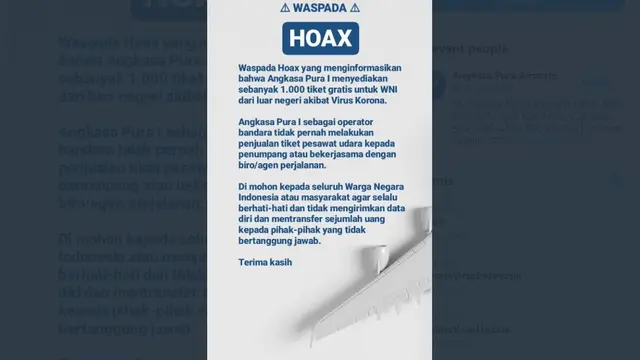 Gambar Tangkapan Layar dari Akun Twitter PT Angkasa Pura