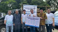 Penyerahan bantuan hewan kurban dari PT Krakatau Sarana Properti (KSP) bersama Krakatau Steel Group di area Pusdiklat Krakatau Steel, Kota Cilegon, Jumat (14/6/2024). (Ist)