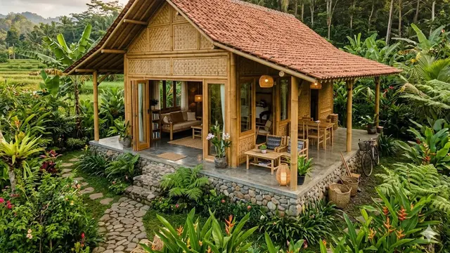 Rumah Bambu Modern yang Hemat Biaya