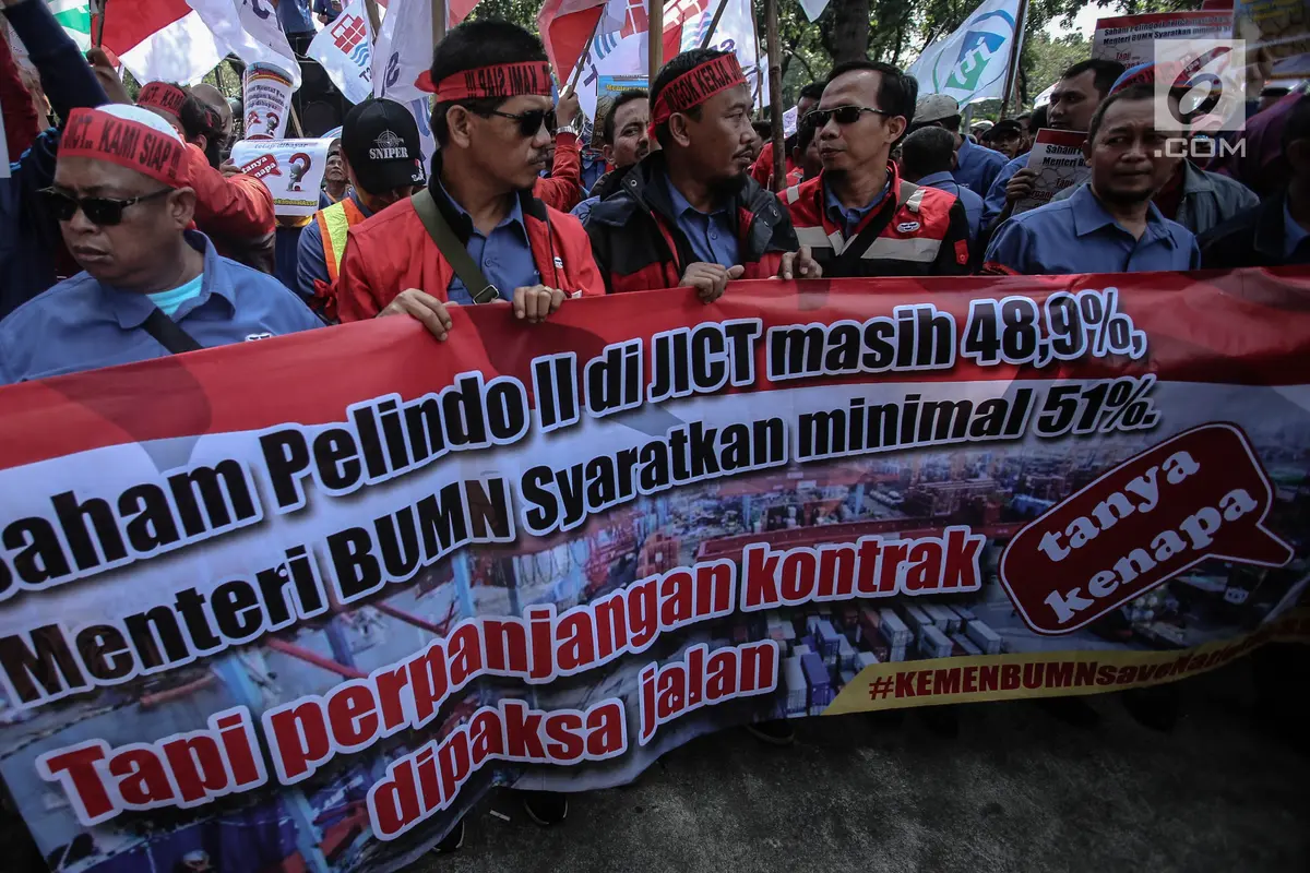 Demo Pekerja JICT di Kementerian BUMN