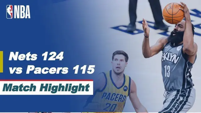 Berita video highlights kemenangan Brooklyn Nets atas Indiana Pacers 124-115 dalam laga musim regulers NBA 2020/2021, di mana James Harden menorehkan triple-double dalam pertandingan tersebut, Kamis (18/3/2021) pagi hari WIB.