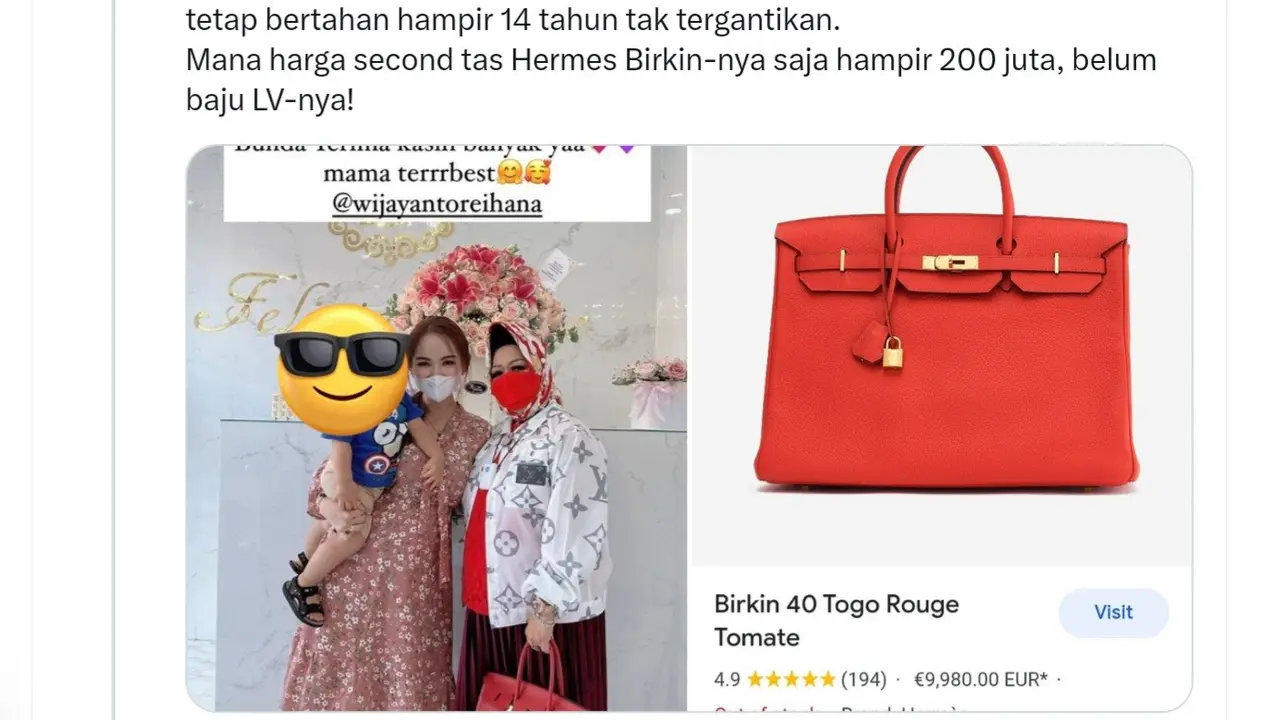Reihana Kadinkes Lampung viral di internet karena mengenakan tas mewah dan bernampilan nyentrik dengan model hijab unik.