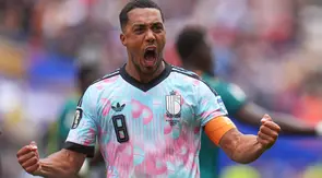 Pemain Belgia Youri Tielemans (8) merayakan gol dalam laga babak 32 besar Piala Dunia 2026 antara Belgia vs Senegal di Seattle, Rabu, 1 Juli 2026. (AP Photo/Manu Fernandez)