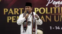 Ketua Umum Partai Gerindra Prabowo Subianto menyampaikan keterangan saat mendaftarkan partai politiknya sebagai calon peserta Pemilu 2024 di Kantor KPU, Jakarta, Senin (8/8/2022). Pada hari kedelapan ini, KPU menerima pendaftaran empat partai politik di antaranya Partai Republiku Indonesia, Partai Hati Nurani Rakyat (Hanura), Partai Gerindra, dan Partai Kebangkitan Bangsa (PKB). (Liputan6.com/Johan Tallo)