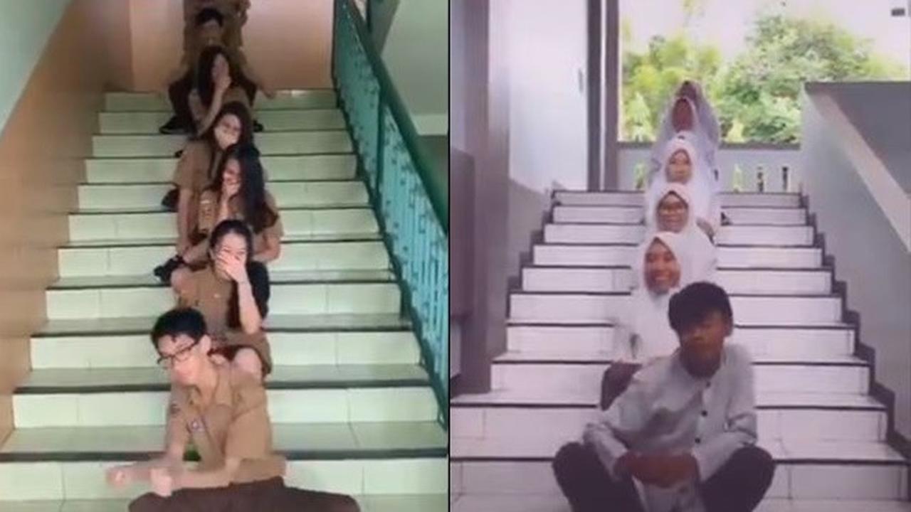 5 Aksi Kocak Prank Tik Tok di Tangga Ini Bikin Ngakak
