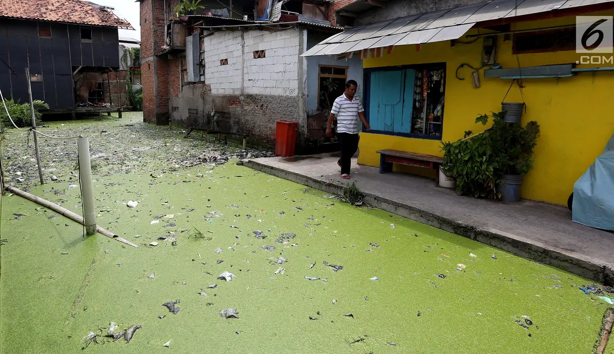 Pemandangan rumah yang terendam air di kawasan Kampung Apung, Jakarta, Senin (6/11). Puluhan tahun warga mendiami kawasan tersebut. (Liputan6.com/JohanTallo)