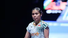 Tunggal putri Indonesia Gregoria Mariska Tunjung kalah dari wakil China Han Yue 15-21 dan 17-21 pada perempat final All England 2025&nbsp; di Utilita Arena Birmingham, Birmingham, Inggris, Sabtu (15/3).&nbsp;(foto: PBSI)