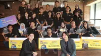 10 Finalis Vlog Competition Beswan Djarum 2017/2018 mengikuti talk show interaktif bersama YouTuber Kevin Hendrawan di Conclave, Jakarta Selatan, Minggu (16/9).