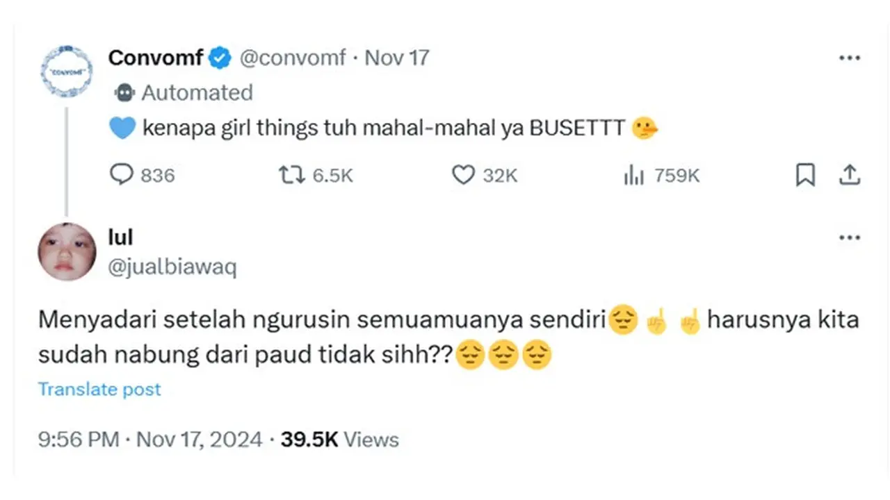 6 Cuitan Netizen Keluhkan Kebutuhan Wanita Mahal Ini Bikin Senyum Tipis