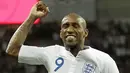 Striker Inggris Jermain Defoe meluapkan kegembiraan seusai membukukan hat-trick bagi kemenangan 4-0 atas Bulgaria di babak kualifikasi Euro 2012 di Wembley, 3 September 2010. AFP PHOTO/IAN KINGTON