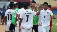 Myanmar lolos ke semifinal Piala AFF U-16 2018 setelah berman 2-2 kontra Vietnam di matchday terakhir penyisihan Grup A di Stadion Gelora Delta, Sidoarjo, Senin (6/8/2018). (Bola.com/Aditya Wany)