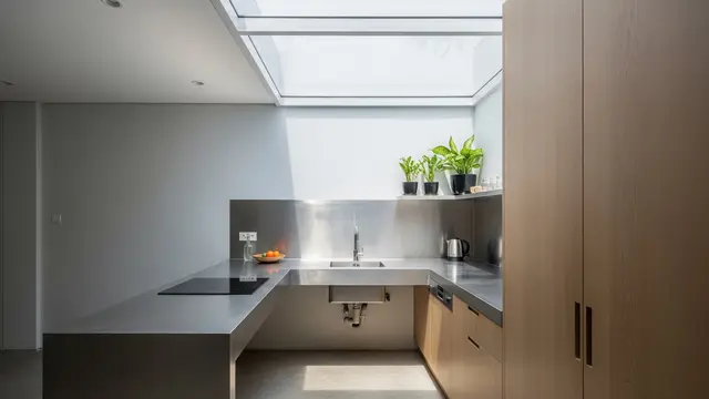 Meja Dapur Baja Ringan Bentuk L yang Cocok untuk Ruangan Sempit/Gemini AI