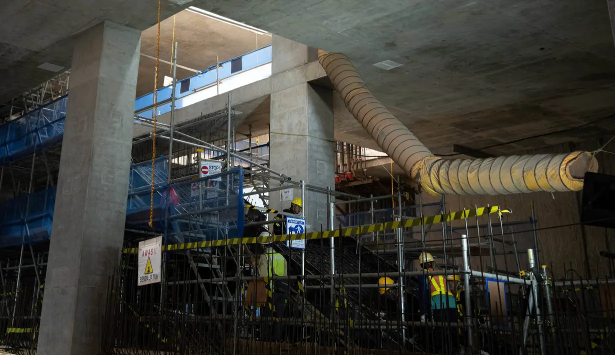 Proyek pembangunan MRT Jakarta fase 2 membentang sepanjang sekitar 11,8 kilometer dari kawasan Bundaran HI hingga Ancol Barat. (Yasuyoshi CHIBA/AFP)