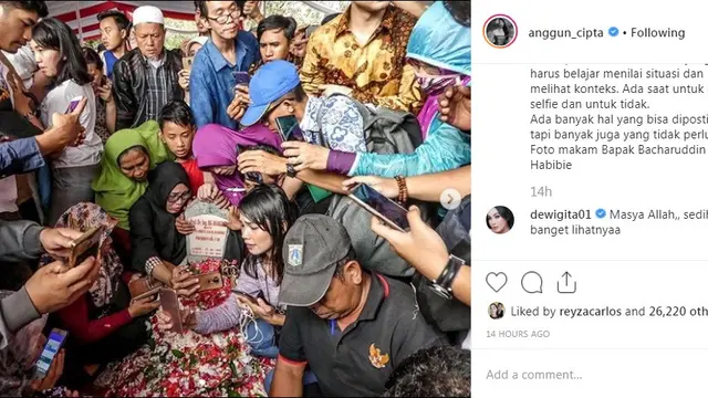 Anggun unggah foto makam BJ Habibie (Foto: Instagram/@anggun_cipta)