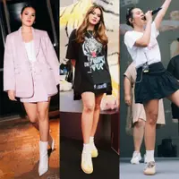 Lihat di sini beberapa gaya OOTD Raisa bak ABG pakai rok mini.