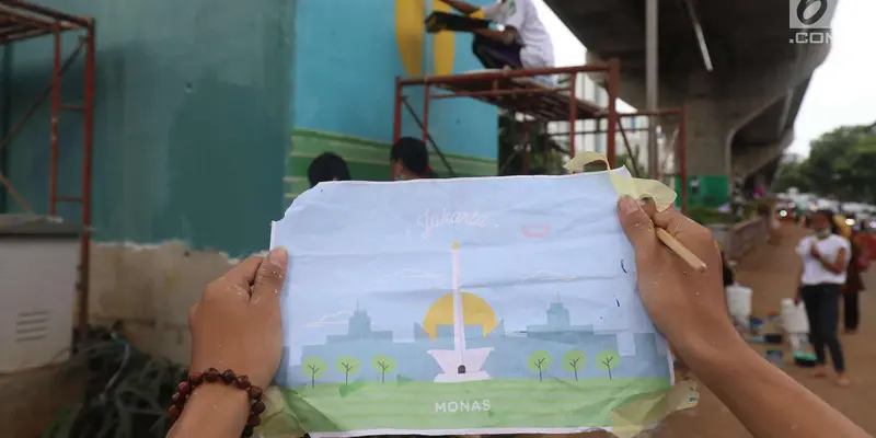 Percantik Jalan Layang Non Tol, Siswa-Siswi Ini Buat Mural