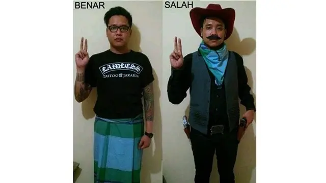 Cara pakai sarung kocak (Sumber: Instagram/awreceh.id)