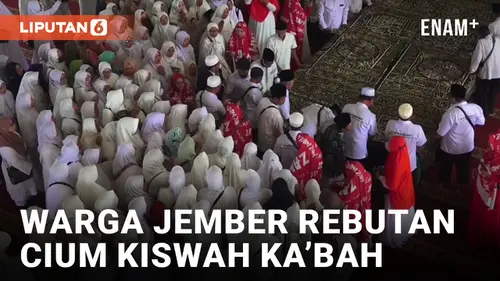 VIDEO: Warga Rebutan Cium Kain Kiswah Penutup Ka'bah yang Didatangkan ke Jember