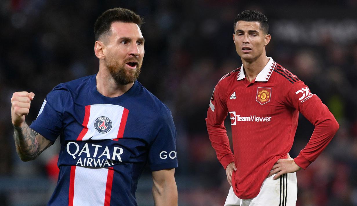 Lionel Messi kini telah mencetak 129 gol di pentas Liga Champions, atau hanya terpaut 11 gol dari Cristiano Ronaldo yang telah mencetak 140 gol. Bukan tidak mungkin jika Messi akan menyalip catatan Ronaldo pada musim ini, mengingat dirinya sedang dalam top performa. Sementara itu, Ronaldo bersama MU harus absen dari Liga Champions musim 2022/2023. Terbaru, Messi telah menyalip rekor assist Ronaldo di Liga Champions. La Pulga kini tercatat telah membuat 44 assist atau unggul dua assist dari CR7. (Foto kolase: AFP/Anne-Christine Poujoulat (kiri) dan AFP/Oli Scarff)