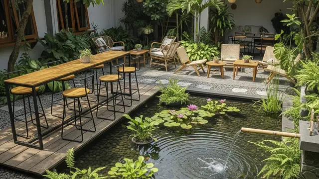Desain Halaman Belakang Rumah Jadi Tempat Ngopi ala Cafe
