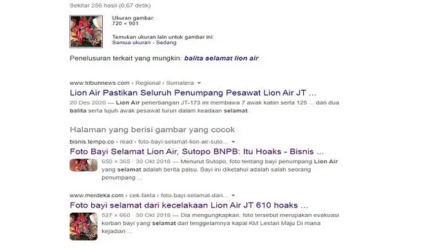 Gambar Tangkapan Layar Penelusuran Foto dengan Google Reverse Image