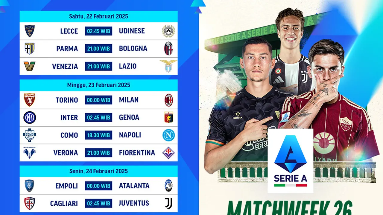 Jadwal Liga Italia 2024/2025 Matchweek 26