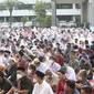 Suasana salat ied Idul Fitri di halaman Balai Kota Semarang tahun 2023. Foto: liputan6.com/felek wahyu&nbsp;