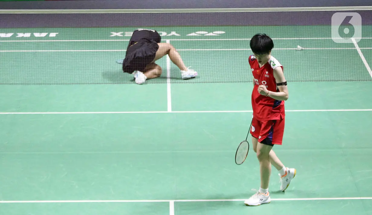 Dia malah tertinggal 3 poin, 8-11, ketika jeda set kedua. (Liputan6.com/Herman Zakharia)
