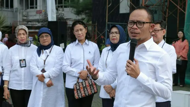 Menaker Hanif Dhakiri menggelar halal bihalal di kantor Kemnaker (Dok Foto: Liputan6.com/Septian Deny)
