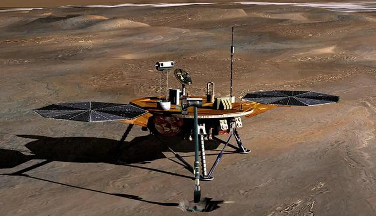 The Phoenix Mars Lander dirancang untuk mempelajari permukaan dan dekat permukaan lingkungan dari lokasi pendaratan di wilayah utara tinggi Mars. (businessweek.com)