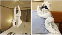 Kreasi Kreatif Saat Menata Handuk di Hotel Ini Bikin Kagum (sumber: Facebook/Kementerian Humor Indonesia)