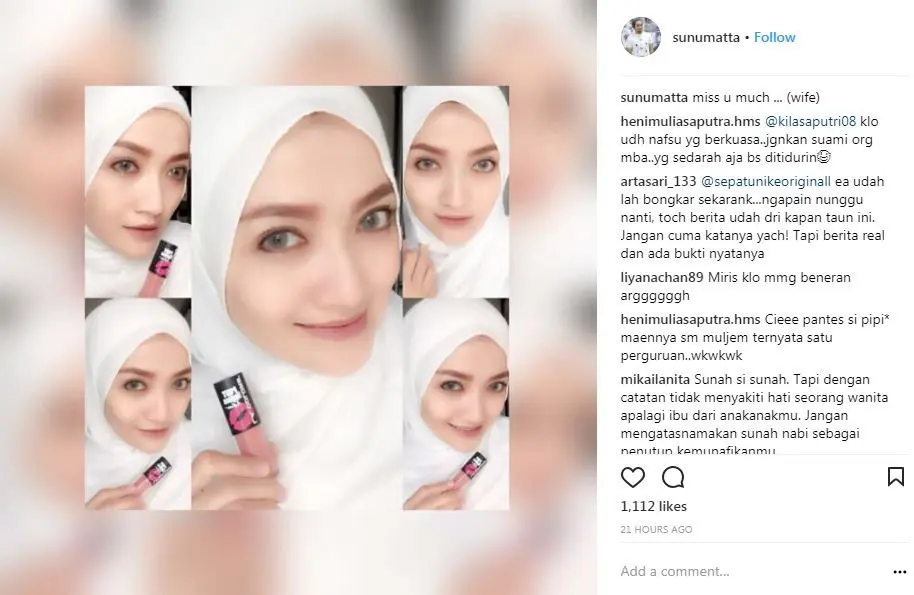Suci, istri Sunu eks Matta Band (Instagram/@sunumatta)