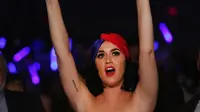 Katy Perry menggunakan tubuhnya sebagai umpan untuk mengumpulkan dukungan bagi Hillary Clinton. (AFP/Bintang.com)