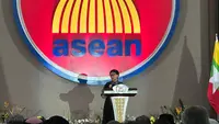 Menteri Luar Negeri RI Retno Marsudi dalam acara peringatan 57th ASEAN Day di Kantor Sekretariat ASEAN, Kamis (8/8/2024). (Dok. Liputan6/ Benedikta Miranti)
