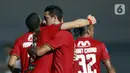 Pemain Persija Jakarta, Otavio Dutra, melakukan selebrasi usai mencetak gol ke gawang PSIS Semarang pada laga BRI Liga 1 di Stadion Indomilk Arena, Tangerang, Minggu (12/9/2021). Pertandingan berakhir 2-2. (Bola.com/M. Iqbal Ichsan)