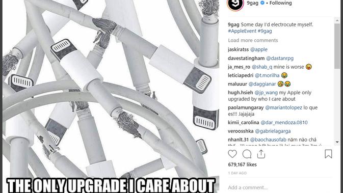Kabel iPhone mudah rusak (Instagram @9gag)