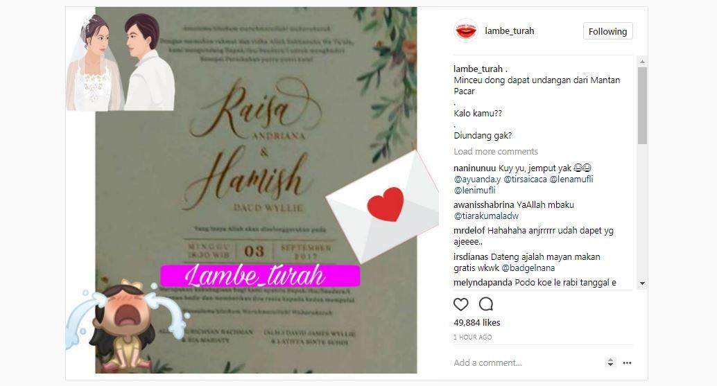 Undangan pernikahan Raisa dan Hamish Daud [foto: Instagram/lambe_turah]
