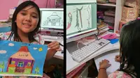 Kiandra Cyrill Herdananto (7), Belajar dari Rumah berdasarkan jadwal mata pelajaran di sekolah.