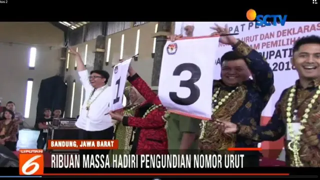 Hasil dari pengambilan nomor urut, paslon bupati Elin Suharliah dan Wakil Bupati Maman S Sonjaya mendapat nomor 1.