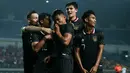 Timnas Indonesia akhirnya kembali unggul pada menit ke-56 dan mengubah skor menjadi 3-2. Gol dicetak oleh Dimas Drajad dengan sontekan tumit kaki kirinya usai memanfaatkan umpan matang Pratama Arhan. (Bola.com/Bagaskara Lazuardi)